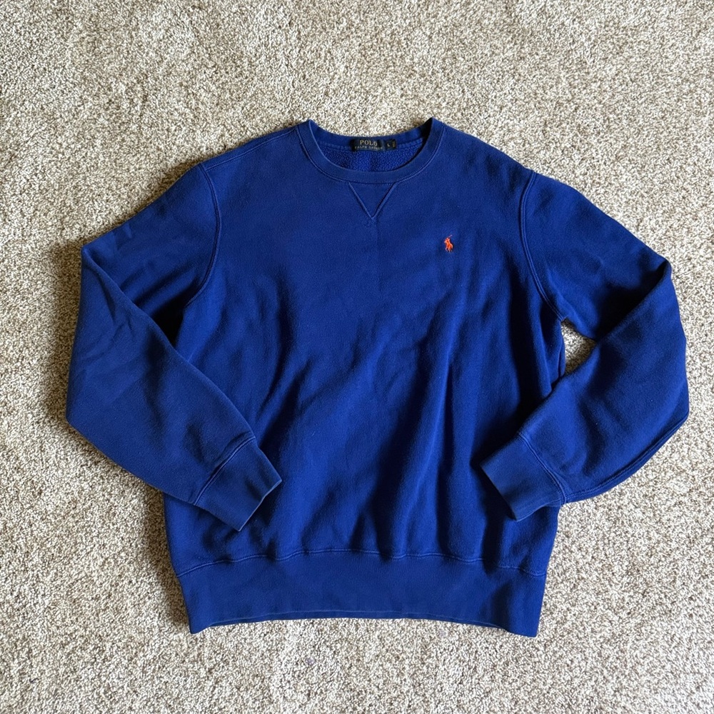 Polo by Ralph Lauren Men's Blue V-Neck Sweatshirt